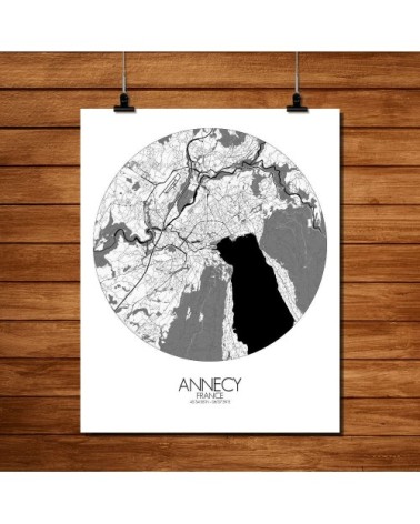 Affiche Annecy Carte ronde 40x50