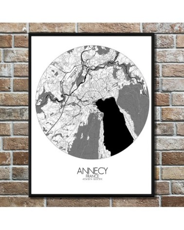 Affiche Annecy Carte ronde 40x50