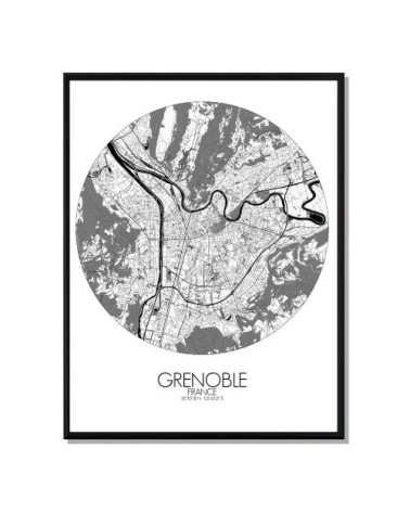 Affiche Grenoble Carte ronde 40x50