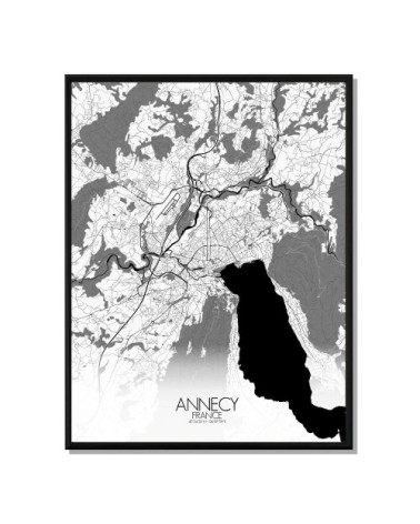 Affiche Annecy Carte N&B 40x50