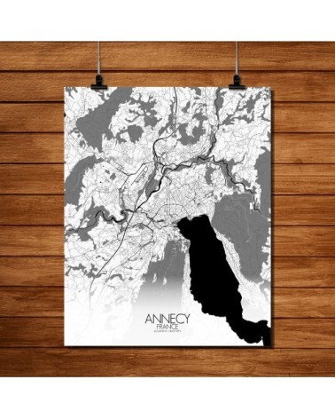 Affiche Annecy Carte N&B 40x50