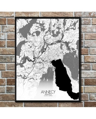 Affiche Annecy Carte N&B 40x50