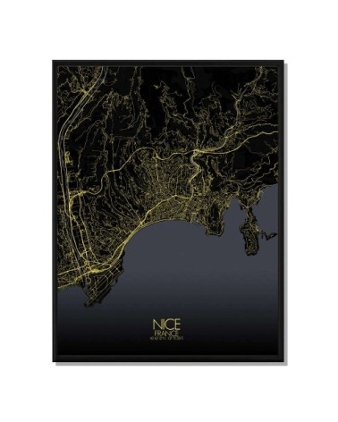 Affiche Nice Carte Nuit 40x50