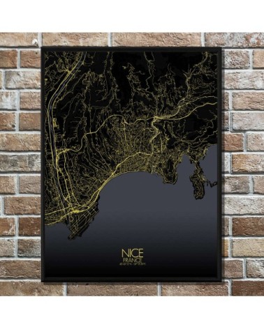 Affiche Nice Carte Nuit 40x50