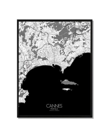 Affiche Cannes Carte N&B 40x50