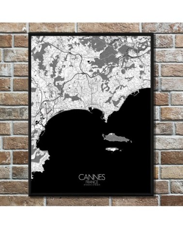 Affiche Cannes Carte N&B 40x50