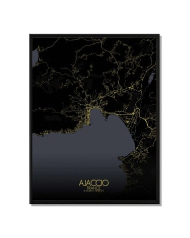 Affiche Ajaccio Carte Nuit 40x50