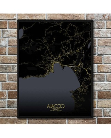 Affiche Ajaccio Carte Nuit 40x50