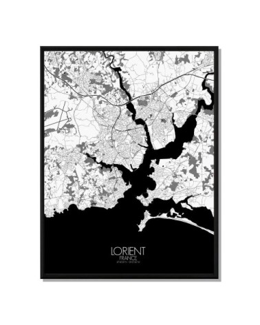 Affiche Lorient Carte N&B 40x50