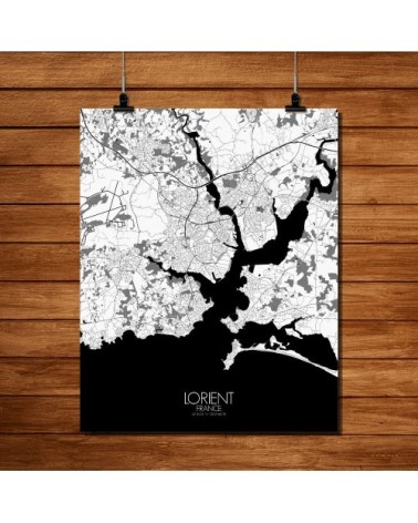 Affiche Lorient Carte N&B 40x50