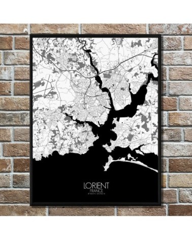 Affiche Lorient Carte N&B 40x50