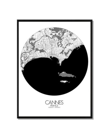 Affiche Cannes Carte ronde 40x50