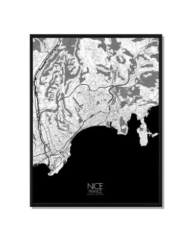 Affiche Nice Carte N&B 40x50