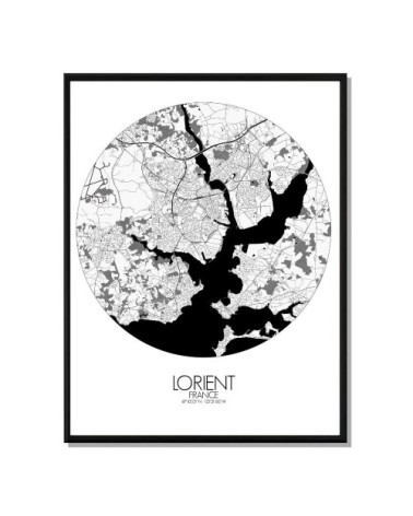 Affiche Lorient Carte ronde 40x50