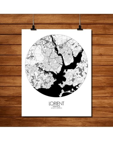Affiche Lorient Carte ronde 40x50