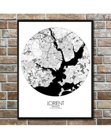 Affiche Lorient Carte ronde 40x50