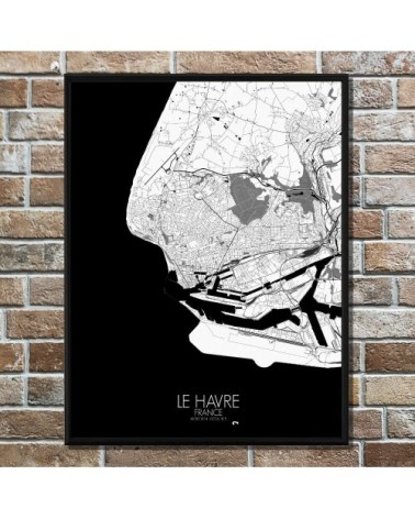 Affiche Le Havre Carte N&B 40x50