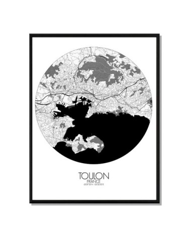 Affiche Toulon Carte ronde 40x50