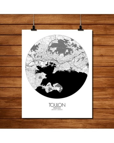 Affiche Toulon Carte ronde 40x50