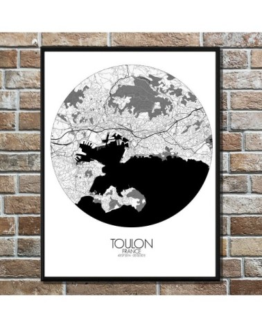 Affiche Toulon Carte ronde 40x50