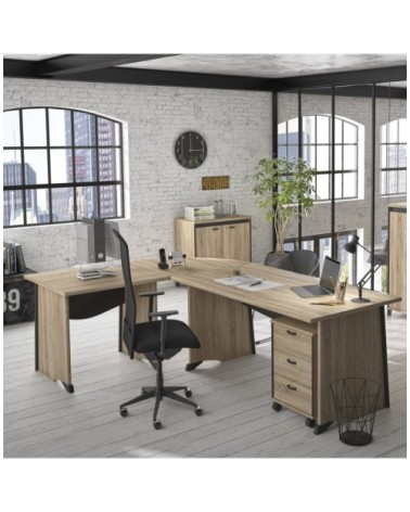 Bureau style industriel avec voile de fond - Beige et Noir