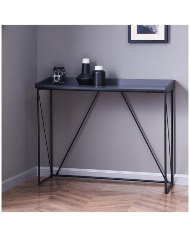 Console Structure Noir avec Plateau Gris - L100 cm