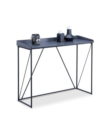 Console Structure Noir avec Plateau Gris - L100 cm