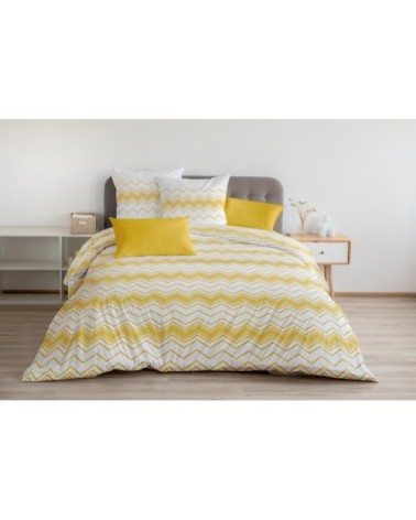 Parure housse de couette coton jaune 240x260 cm