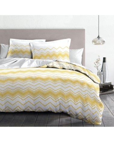 Parure housse de couette coton jaune 240x260 cm