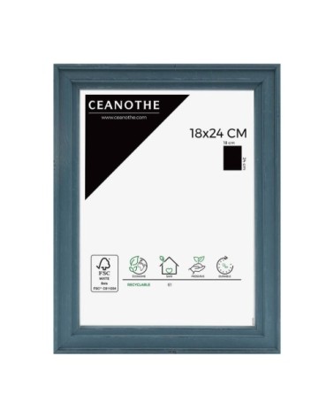 Cadre photo bleu 18x24 cm bois massif fsc
