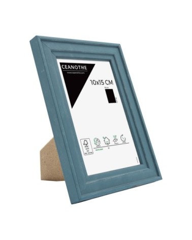 Cadre photo bleu 10x15 cm bois massif fsc