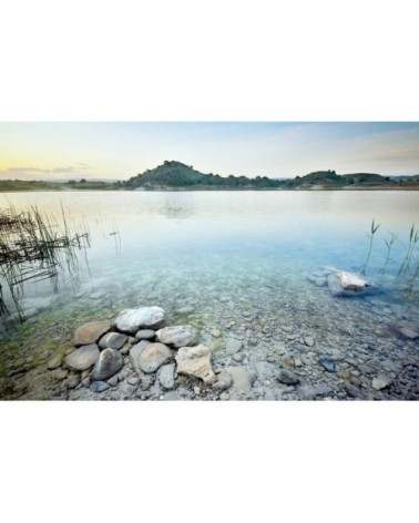 Tableau sur toile lac au coucher de soleil 45x65cm