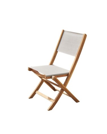 Chaise de jardin en acacia massif et textilène gris
