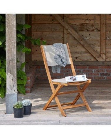 Chaise de jardin en acacia massif et textilène gris