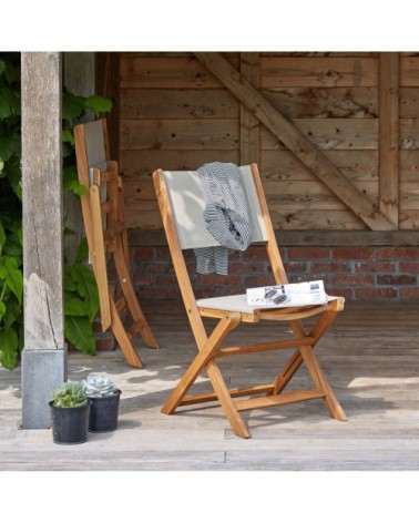 Chaise de jardin en acacia massif et textilène gris