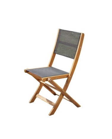 Chaise de jardin en acacia massif et textilène noir
