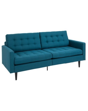 Canapé convertible 2 places dossiers inclinables lin bleu canard