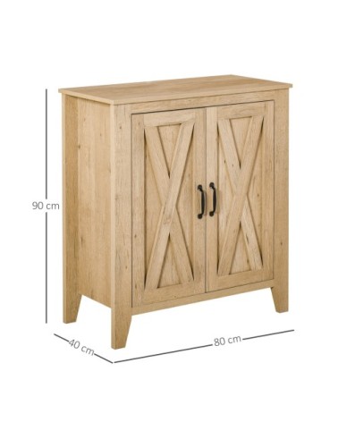 Buffet 2 portes style rural chic aspect bois clair