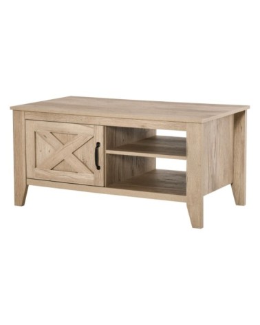 Table basse style rural chic placard 2 niches aspect bois clair
