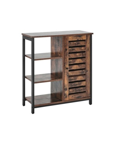 Commode 1 porte effet bois foncé noir