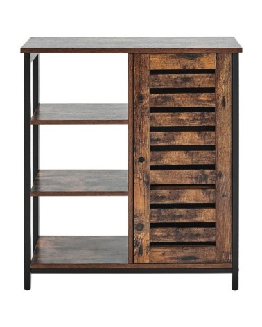 Commode 1 porte effet bois foncé noir