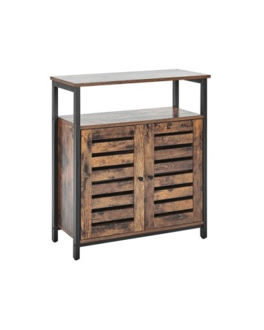 Commode 2 portes effet bois foncé noir