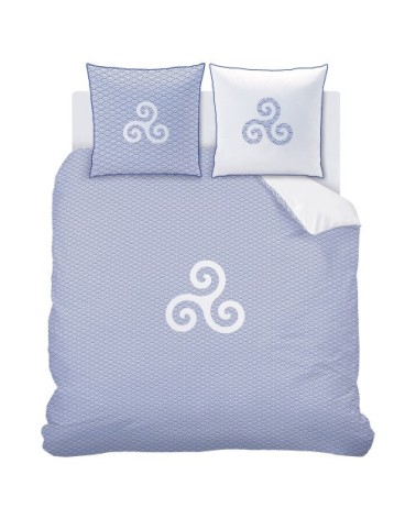 Parure de lit imprimée en coton Bleu 240x220+2x63x63cm