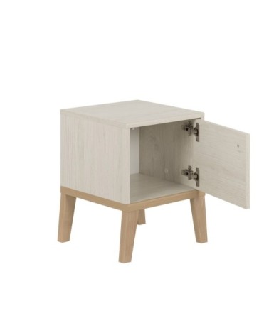 Chevet 1 porte pieds en hêtre H47cm - Beige