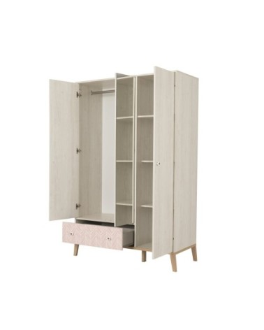 Armoire 3 portes avec miroir et 1 tiroir - Beige