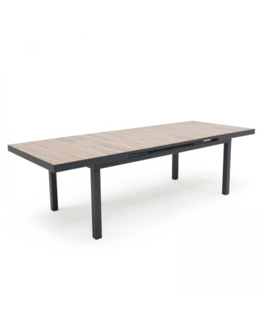 Table extensible aluminium et céramique imitation bois