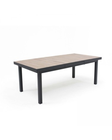 Table extensible aluminium et céramique imitation bois