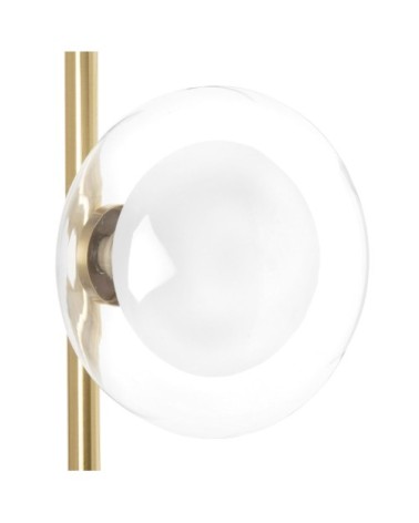 Lampadaire 3 globes en verre et métal doré H153