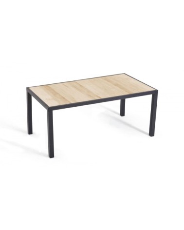 Ensemble table de jardin et 6 chaises en aluminium et céramique bois