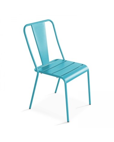 Chaise de jardin en métal bleu
